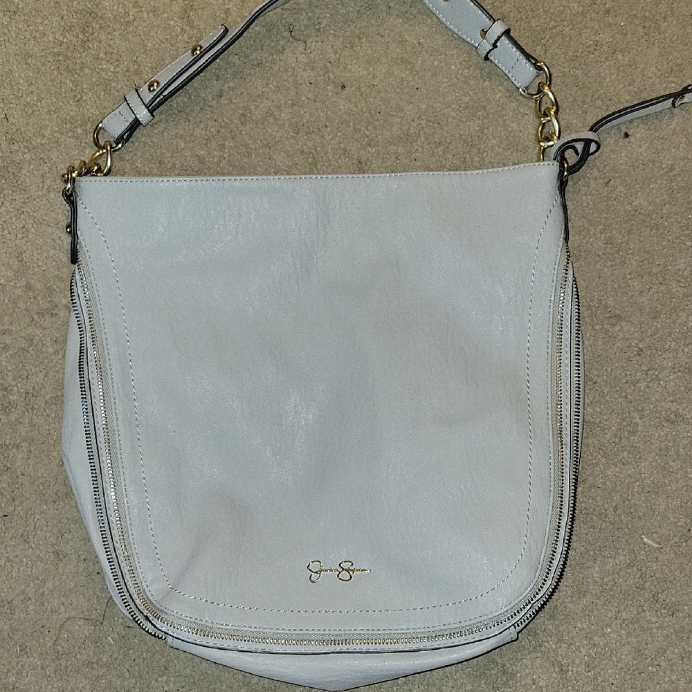 Jessica Simpson Gray With Gold Accent Shoulder Bag Straps Vintage $24